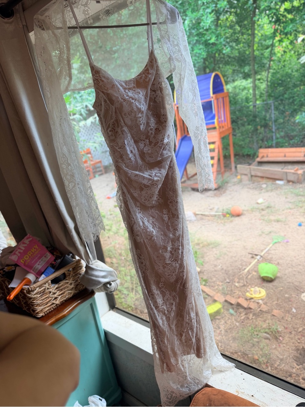 Lace Slip Dress in Ivory